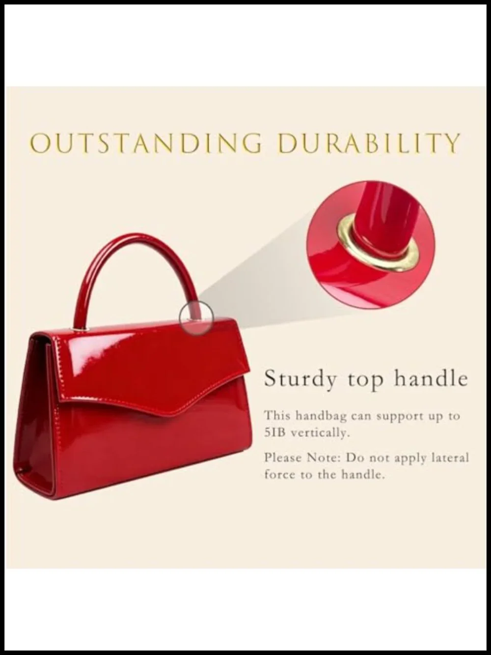 Patent Leather Evening Clutch Magnetic Closure Removable Chain Strap